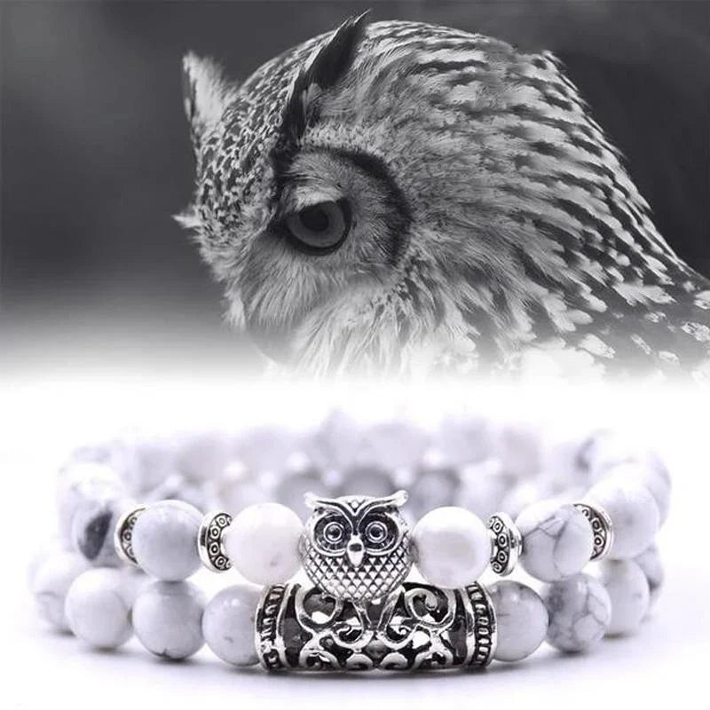 Lisslune | Owl Charm Natural Stone Bracelet