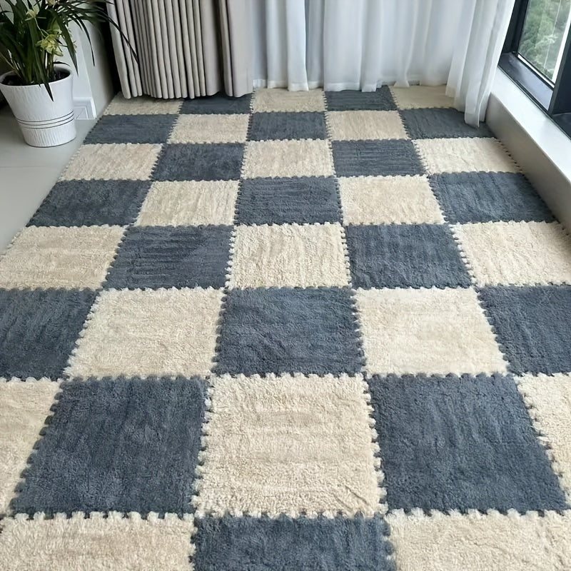 Rynx | 40-piece Thickened Modern Plush Carpet] 40-piece Modern Plush Patchwork Thickened Carpet for Bedroom, Living Room, Wardrobe, Renovation of Rental Apartments, Suitable for All Seasons