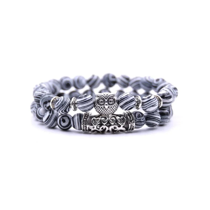 Lisslune | Owl Charm Natural Stone Bracelet
