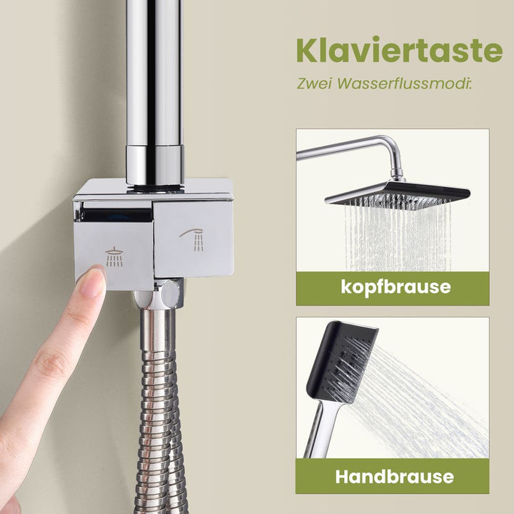 Lisslune | Shower system without faucet, rainfall shower set with self-cleaning shower head and handheld shower, shower column for bathroom/bathtub