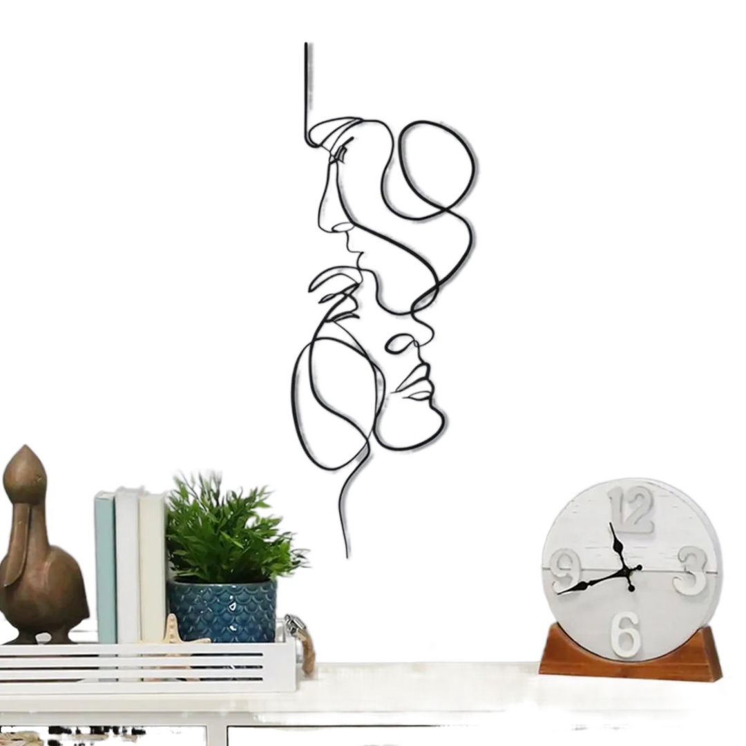Lisslune | Black Metal Wall Art Wall Decoration Abstract Iron Wall Sculpture Minimalist Face Line Home Decor Craftsmanship