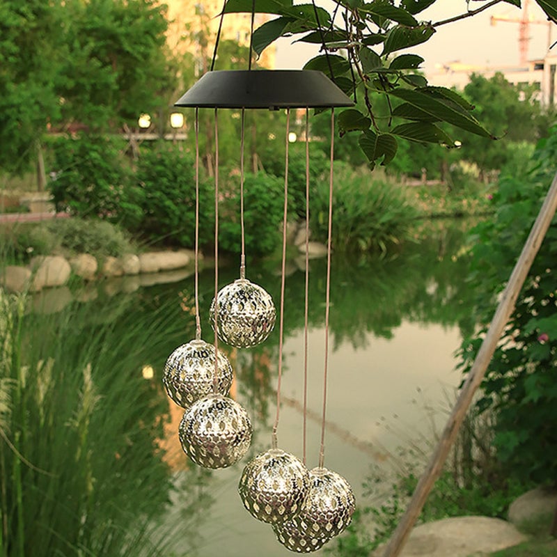 Lisslune | Solar Metal Ball Wind Chime – Solar Powered LED Garden Decoration with Soothing Sounds