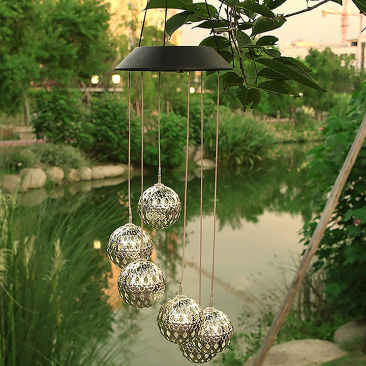 Lisslune | Solar Metal Ball Wind Chime – Solar Powered LED Garden Decoration with Soothing Sounds