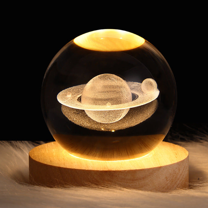 Lisslune | LED Night Light Galaxy Crystal Ball Table Lamp 3D Planet Moon Lamp Bedroom Home Decor For Kids Party Children's Birthday Gifts