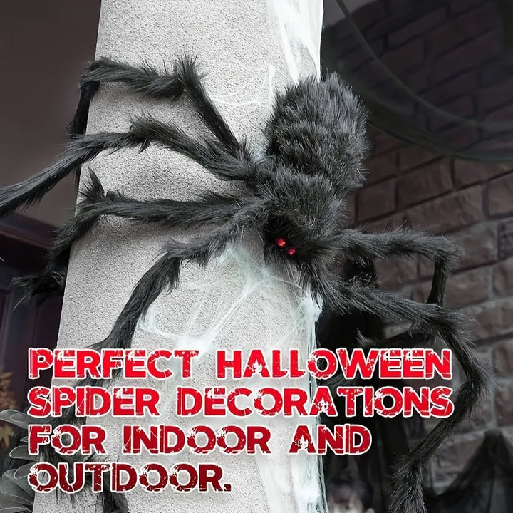 Lisslune | WebCreeper Halloween Decoration Set – 2 Giant Spiders 50cm with Stretchy Spider Web