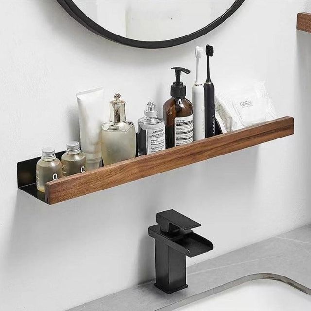 Lisslune | Solid Wood Bathroom Organizer Shelves Without Drilling