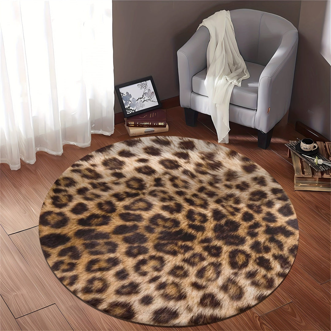 Lisslune | LeopardLuxe Round Rug – Wild Elegance & Non-Slip Comfort