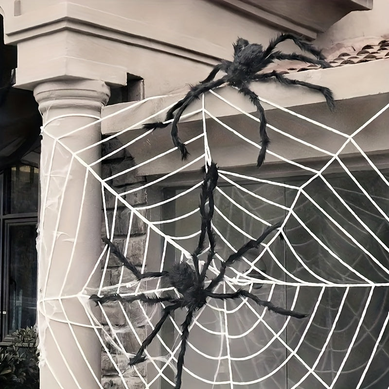Lisslune | WebCreeper Halloween Decoration Set – 2 Giant Spiders 50cm with Stretchy Spider Web