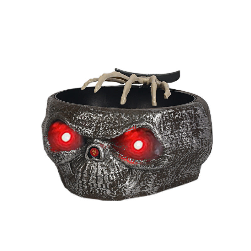 Lisslune | Halloween Candy Bowl – Motion Sensor Pumpkin Bowl with Skeleton Hand and Red Light Effects