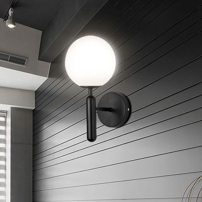 Lisslune | 1 Light Clear Textured Glass Wall Sconces Light Modern Black Globe Bedroom Lighting Fixture