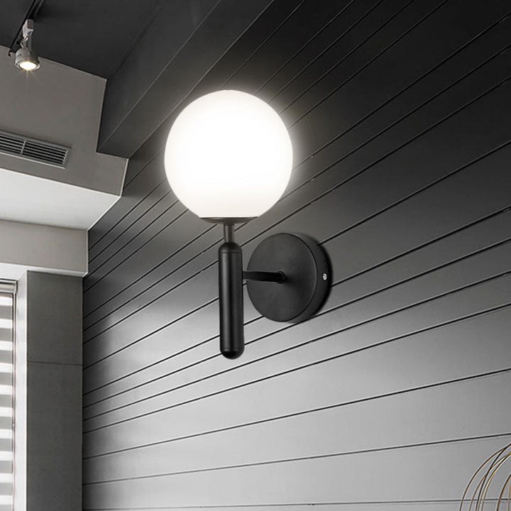 Lisslune | 1 Light Clear Textured Glass Wall Sconces Light Modern Black Globe Bedroom Lighting Fixture