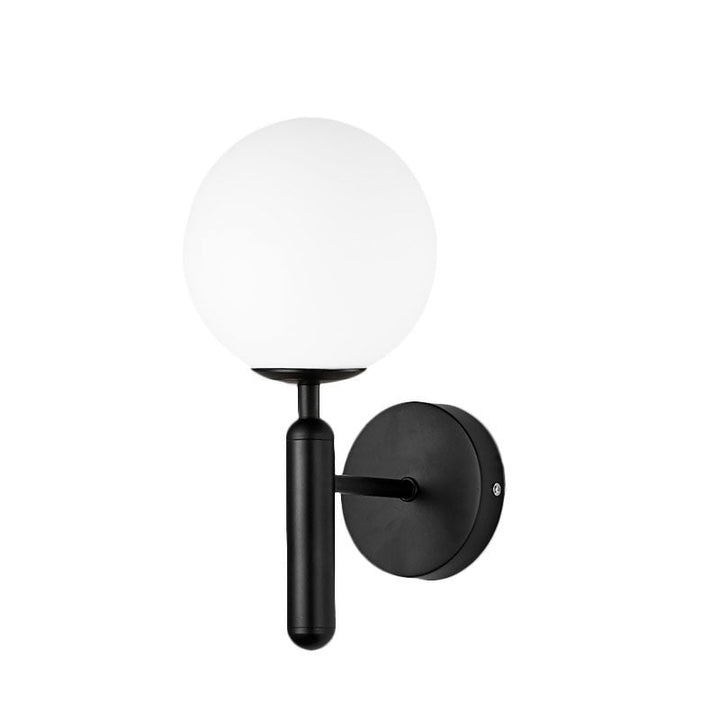 Lisslune | 1 Light Clear Textured Glass Wall Sconces Light Modern Black Globe Bedroom Lighting Fixture