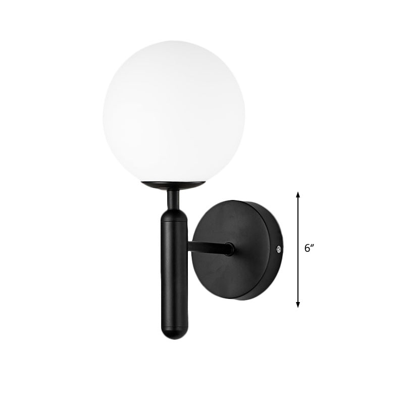 Lisslune | 1 Light Clear Textured Glass Wall Sconces Light Modern Black Globe Bedroom Lighting Fixture