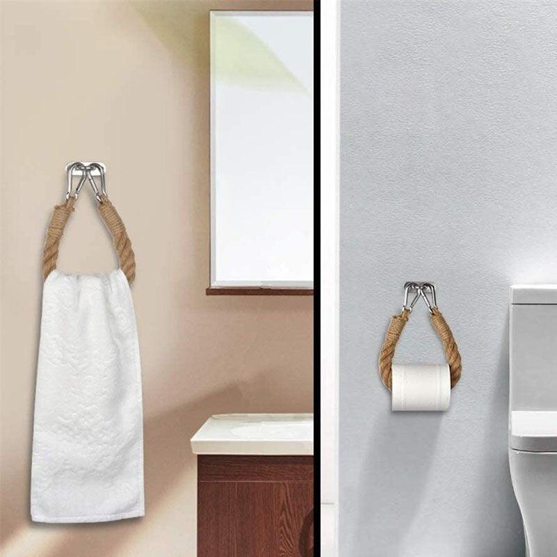 Lisslune | Chic Handcrafted Hemp Rope Toilet Paper Holder - Rustic Farmhouse Aesthetic