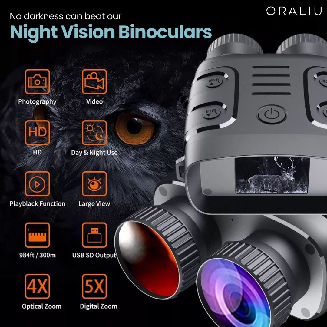 Lisslune | Digital Night Vision Binoculars – 5x Zoom, Infrared, HD Quality