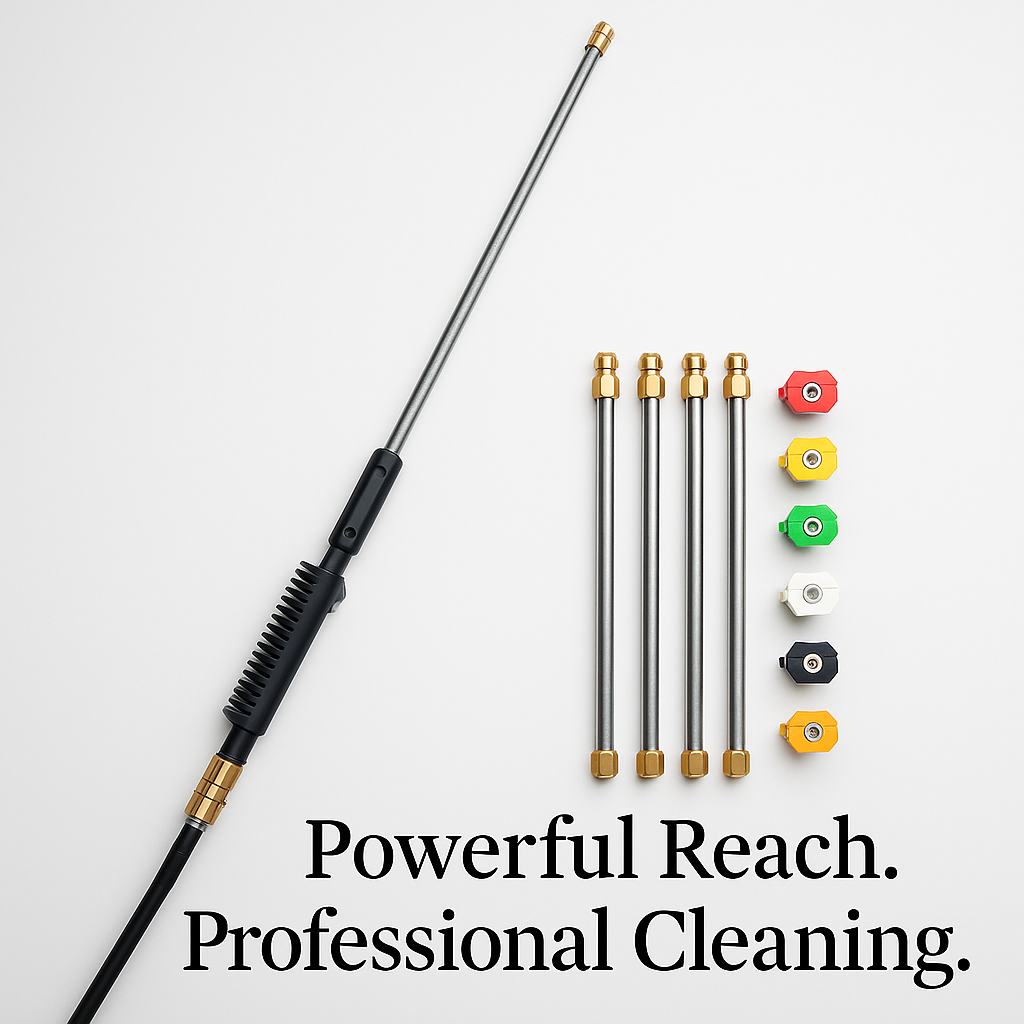 Lisslune | Telescoping High Pressure Washer Wand Set | 4000 PSI, 7 Nozzle Tips & Ideal for Gutter, Roof, and Hard-to-Reach Cleaning