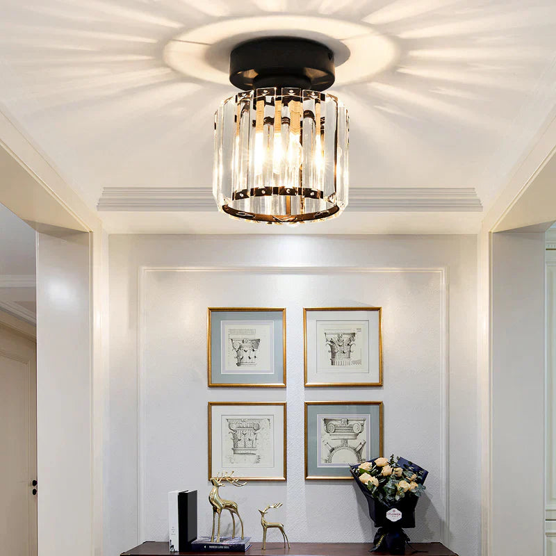 Lisslune | Modern Crystal Ceiling Light with Gold and Black Accents – Stylish Lighting for Your Home