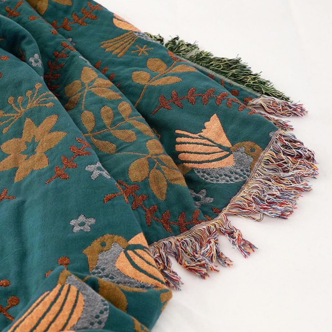 Lisslune | Reversible Scandinavian Bird Throw Blanket