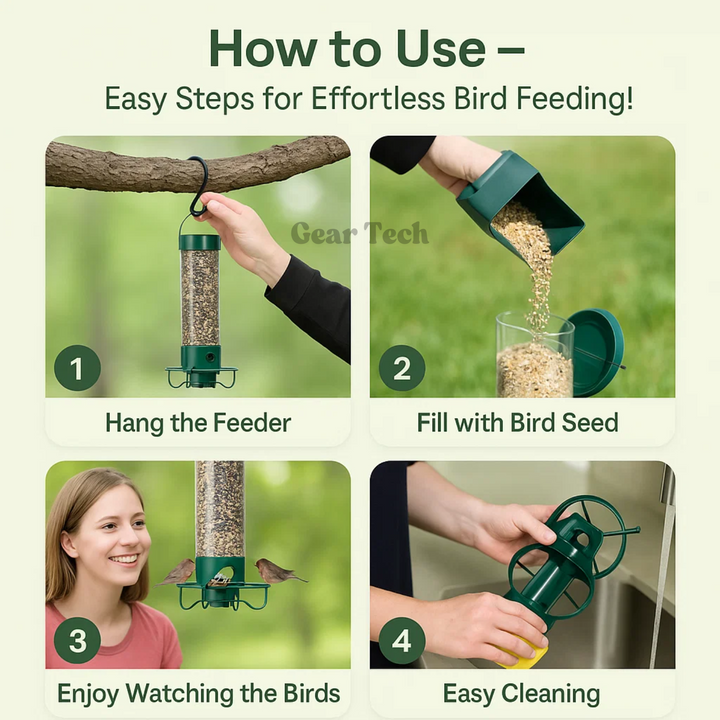 Lisslune | Squirrel Proof Bird Feeder | Heavy-Duty Metal, Multi-Feeding Ports & Ideal for Backyard Birdwatching