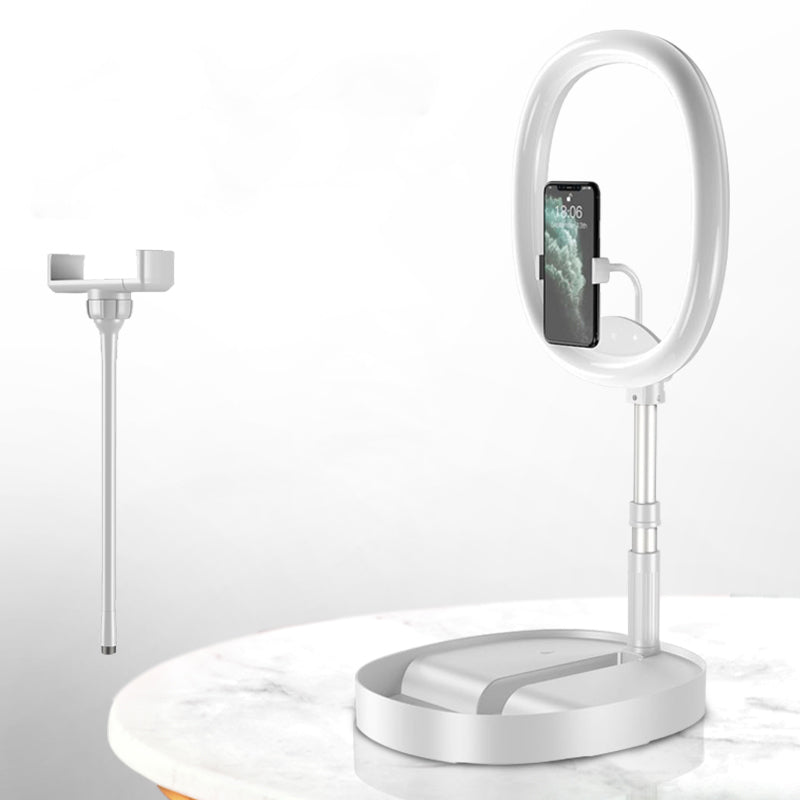 Lisslune | Foldable and Adjustable Phone Holder with 10W Wireless Fast Charge, Up to 25.8cm, Lamp, Non-slip Panel, Mini Shelf, Suitable for Phones and Tablets
