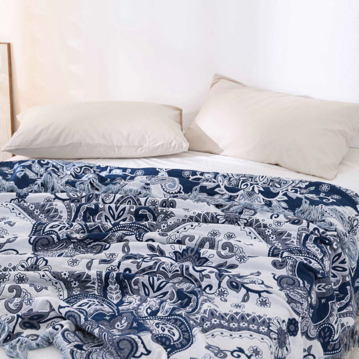 Lisslune | Paisley Dream Cotton Tassel Blanket
