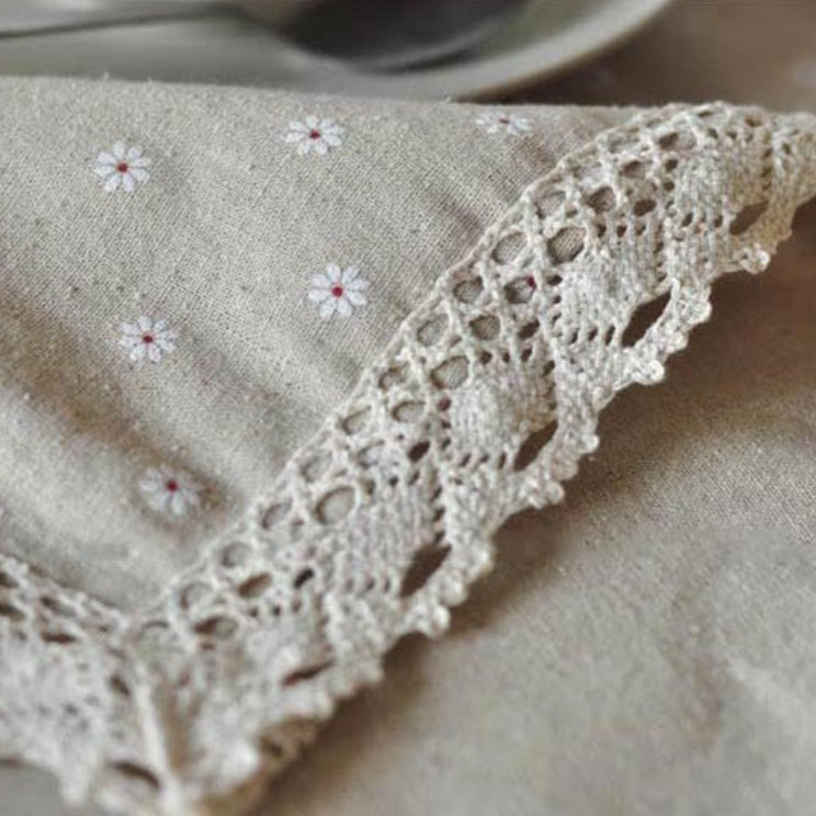 Lisslune | Daisy Print Cotton Linen Tablecloth