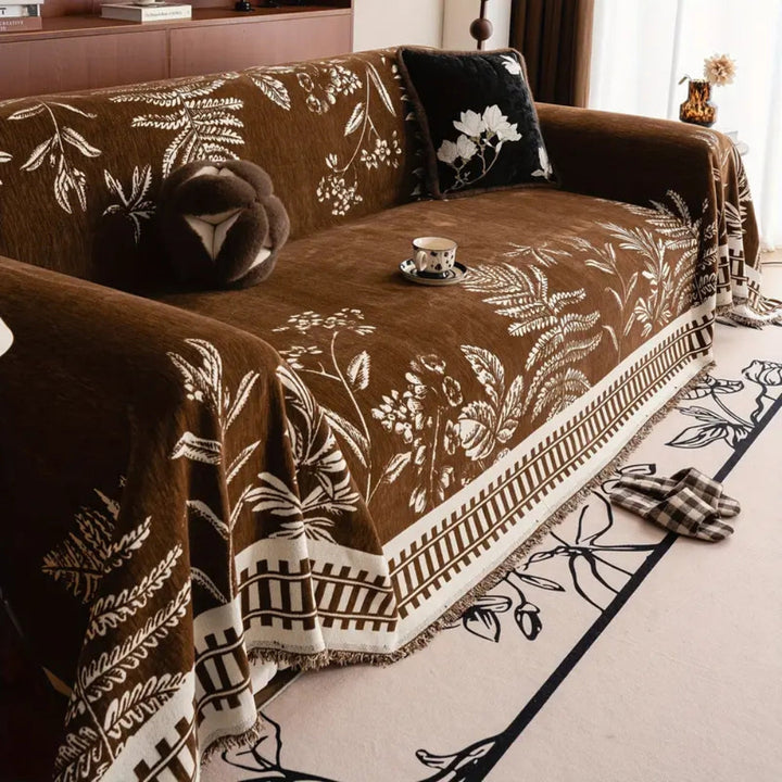 Lisslune | Foliage Floral Chenille Sofa Cover