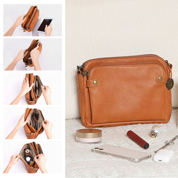 Lisslune | Three-Layer-Leather-Crossbody-Shoulder- & Clutch-Bag