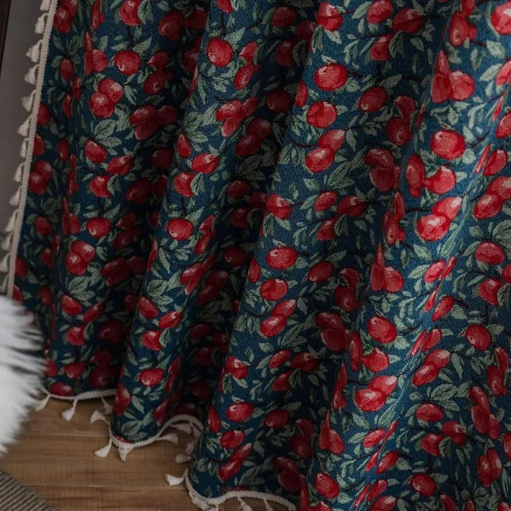 Lisslune | Cherry Bloom Botanical Tassel Curtain
