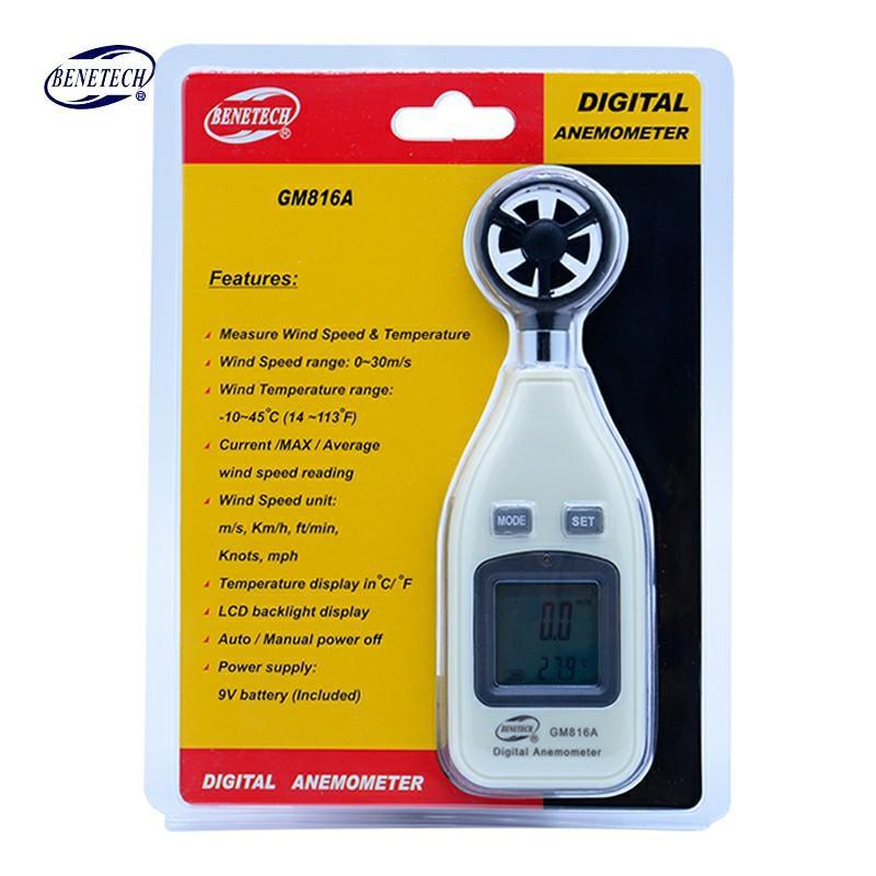 Lisslune | Wind Speed Meter with LCD Backlight Display Handheld Windmeter