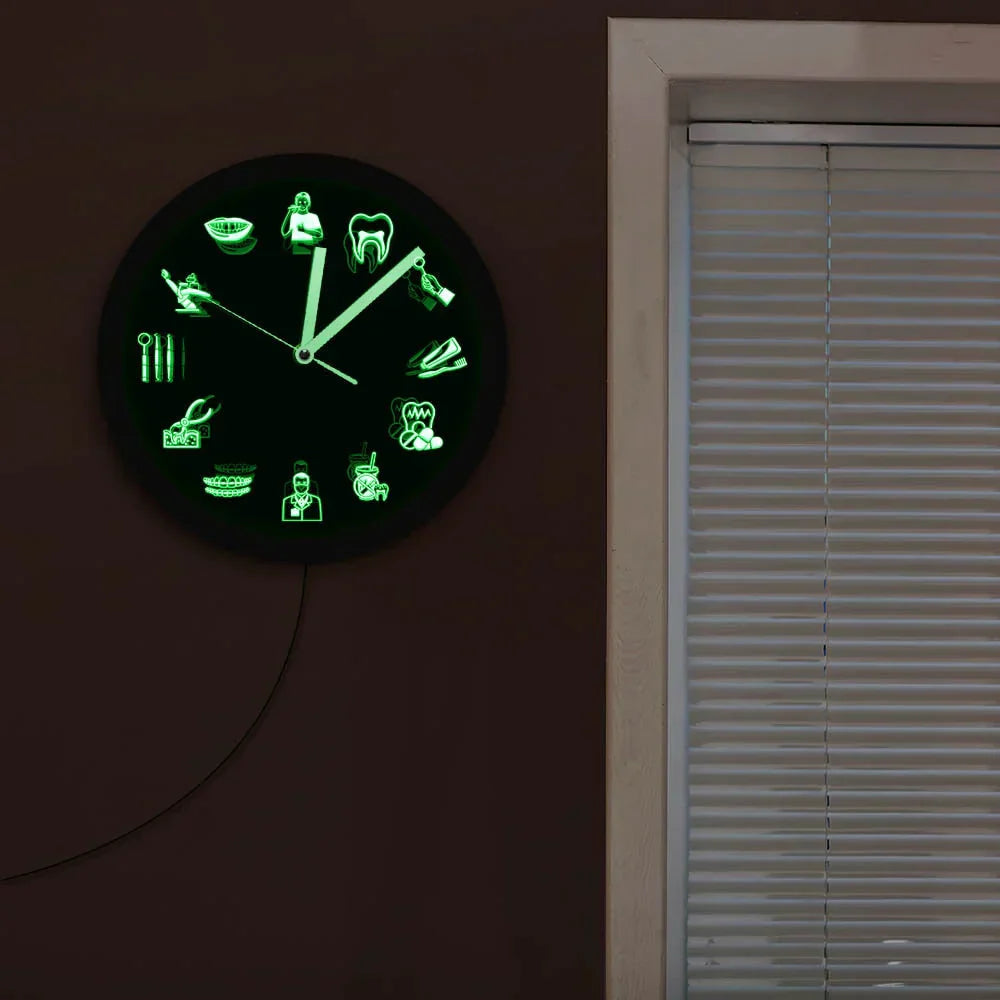 Lisslune | LumiDent LED Wall Clock – Design of dental equipment with multicolored LED light