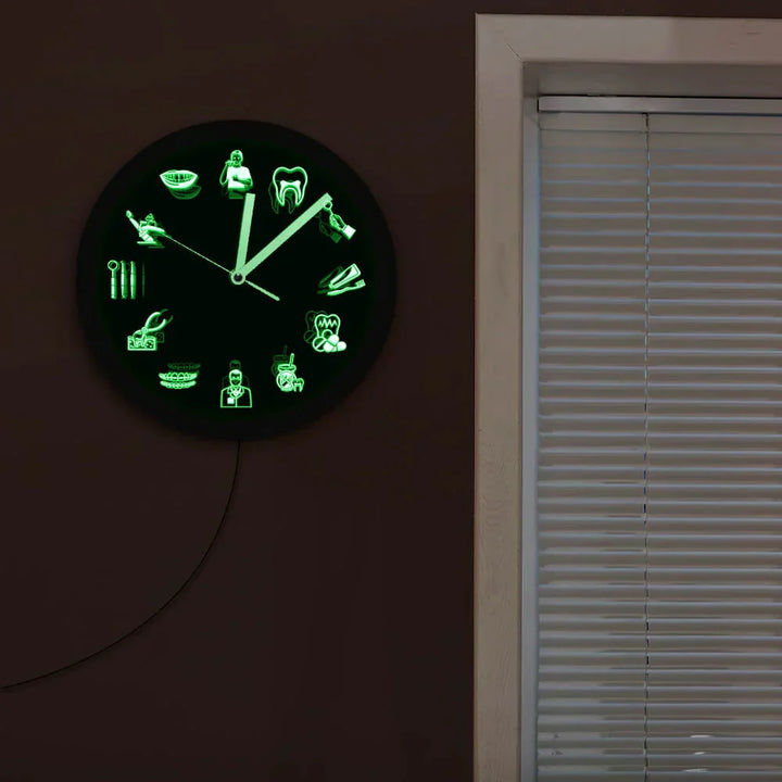 Lisslune | LumiDent LED Wall Clock – Design of dental equipment with multicolored LED light
