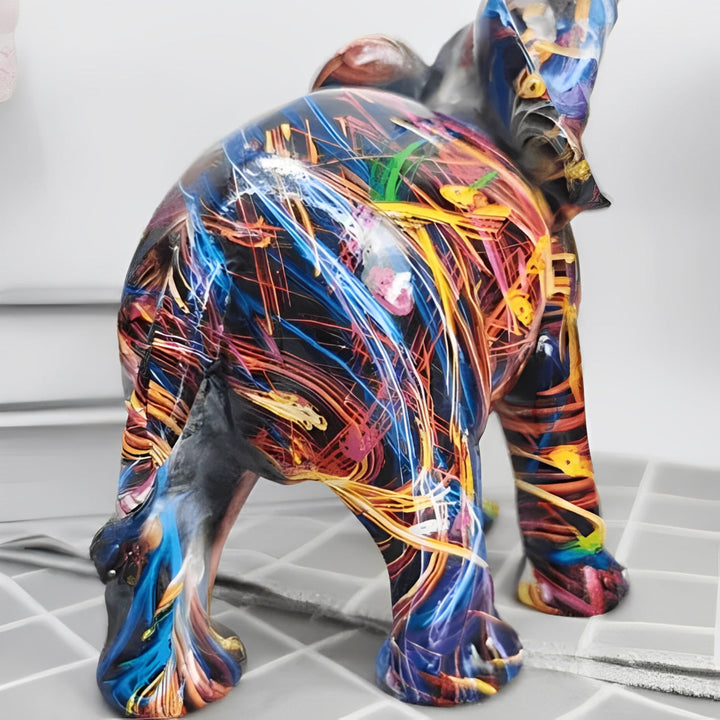 Lisslune | Abstract Elephant Statue – Colourful African Design with Raised Trunk for Good Luck