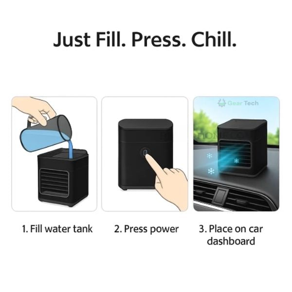 Lisslune | Portable Mini Air Conditioner | Ultra-Portable Car AC System, Quiet 4-Blade Design & Ideal for Home, Office, and Travel Use