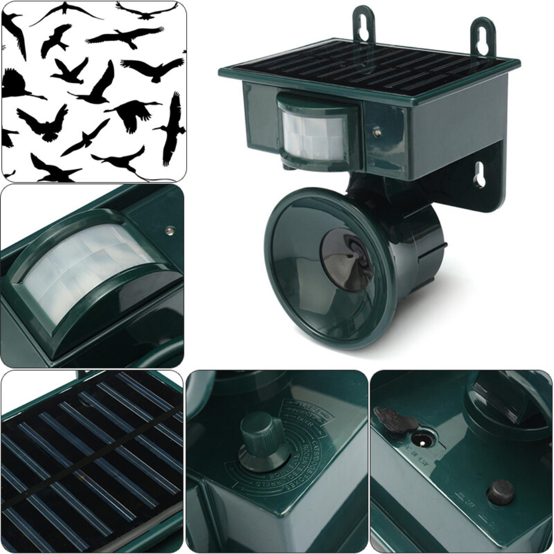 Lisslune | TerraGuard – Weatherproof Solar Bird Repeller with PIR Motion Sensor & Natural Sound Deterrent