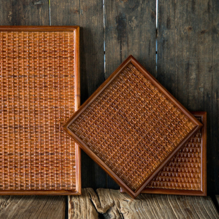 Lisslune | Artisanal Rattan Wooden Tea Tray