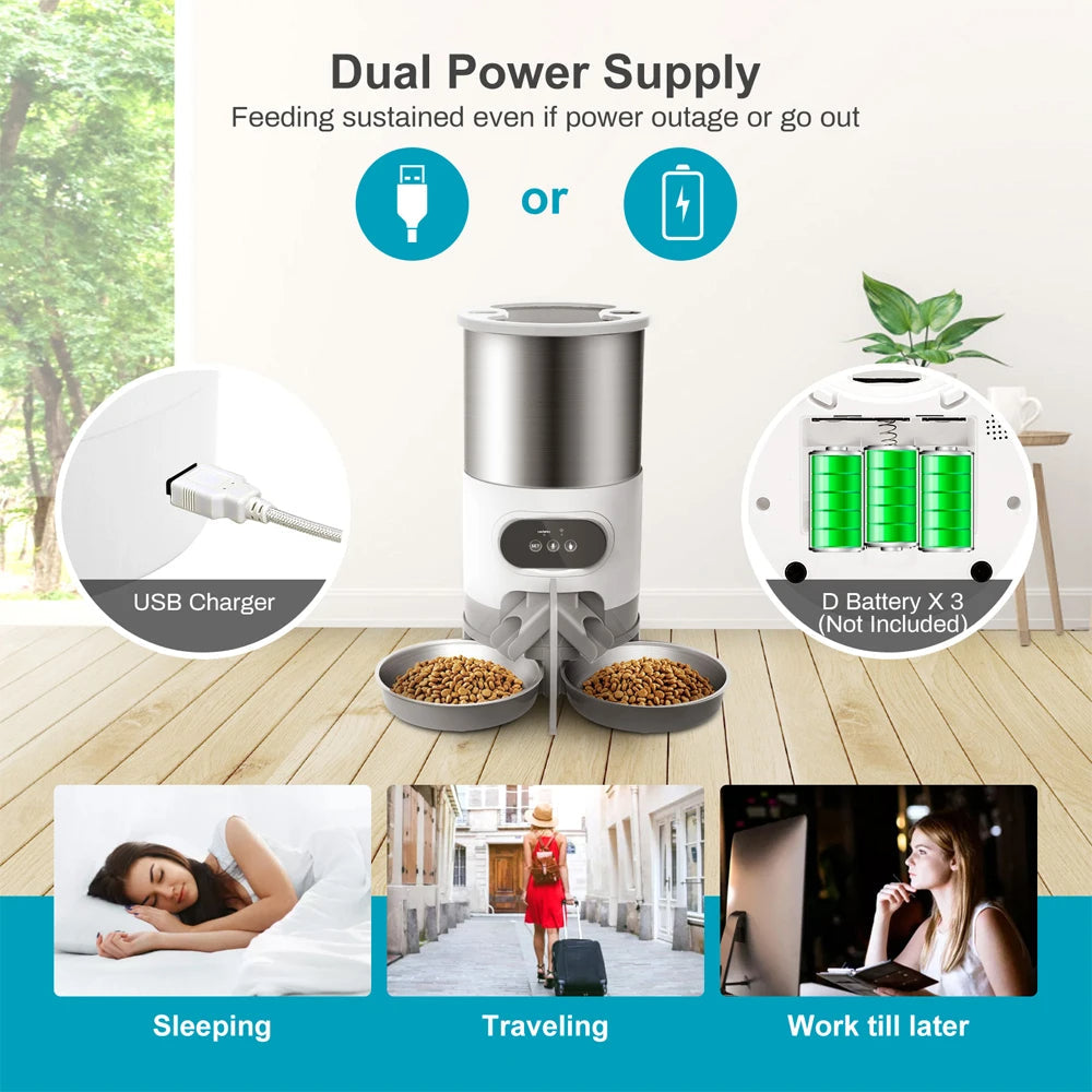 Lisslune | 2-Way Splitter Automatic Smart Pet Feeding Station