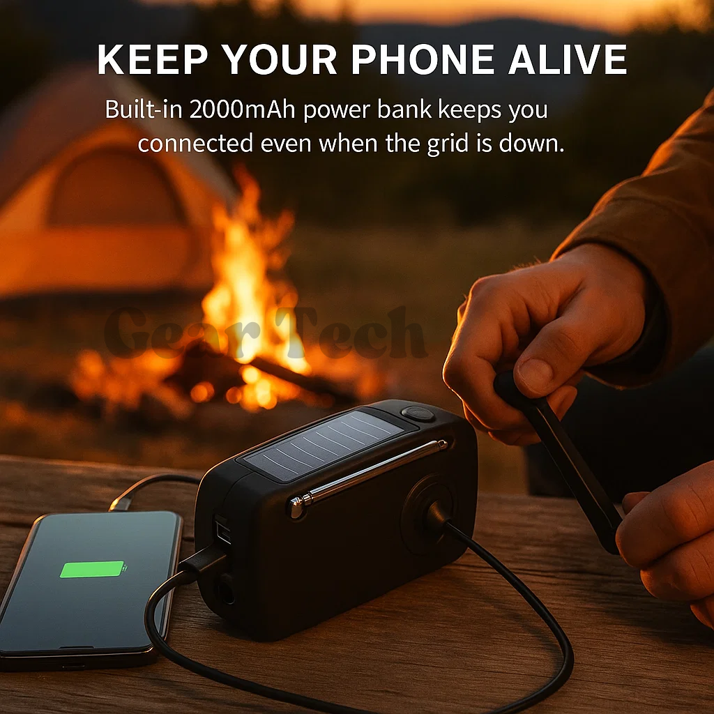 Lisslune | Portable Wind-Up Radio | AM/FM, Weather Broadcasts & Built-In Power Bank for Emergency Preparedness
