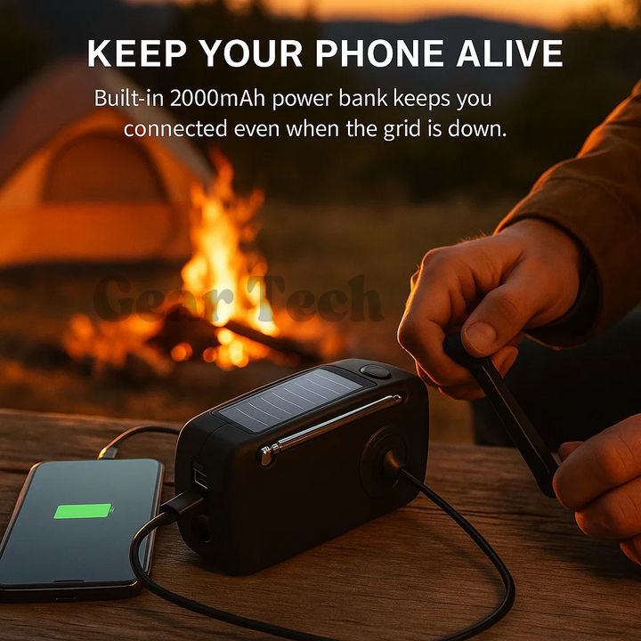 Lisslune | Portable Wind-Up Radio | AM/FM, Weather Broadcasts & Built-In Power Bank for Emergency Preparedness