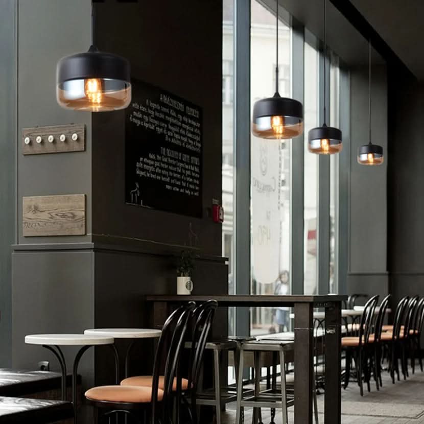 Lisslune | Hand-Blown Glass & Wood Pendant Light Adjustable