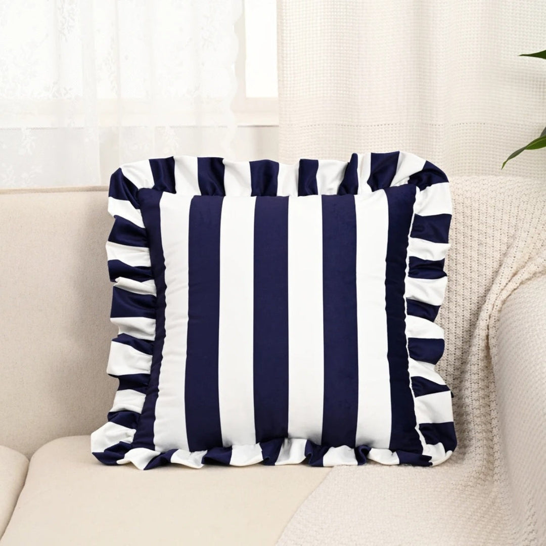 Lisslune | Retro Striped Ruffle Cushion Cover