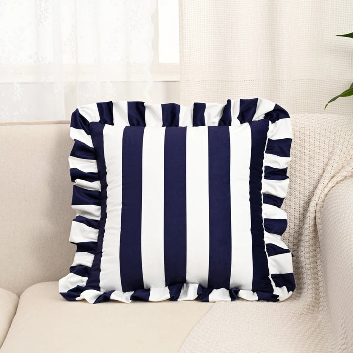 Lisslune | Retro Striped Ruffle Cushion Cover