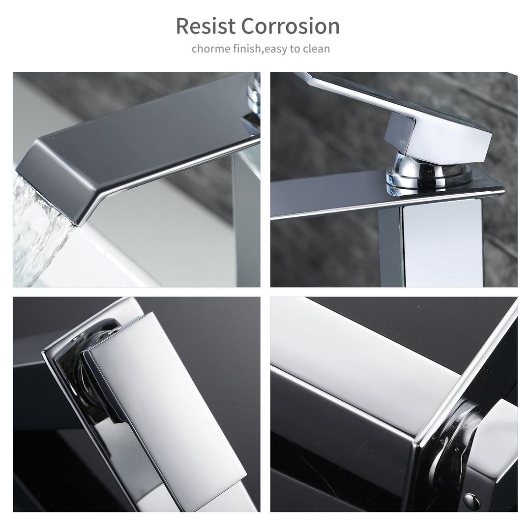 Lisslune | Waterfall taps bathroom Chrome Bath fittings High single-lever mixer Waterfall mixer tap sink