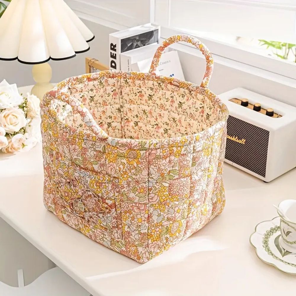 Lisslune | Floral Canvas Storage Basket for Home Organization