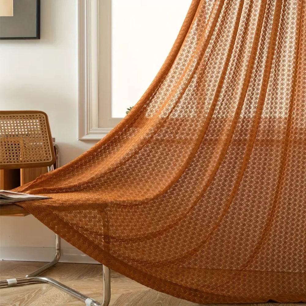 Lisslune | Amber Glow Boho Crochet Window Curtain Panel