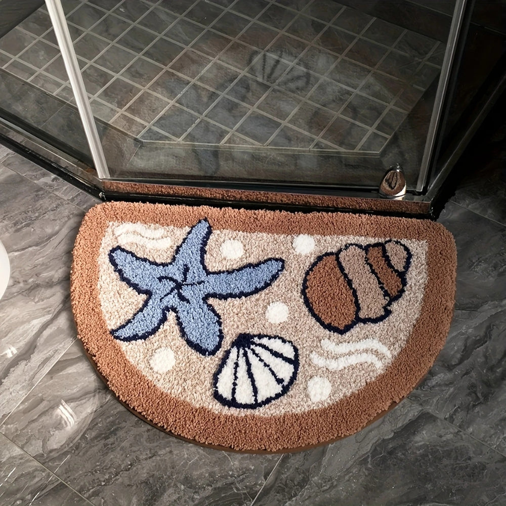 Lisslune | Fluffy Semicircle Non-Slip Bath Mat