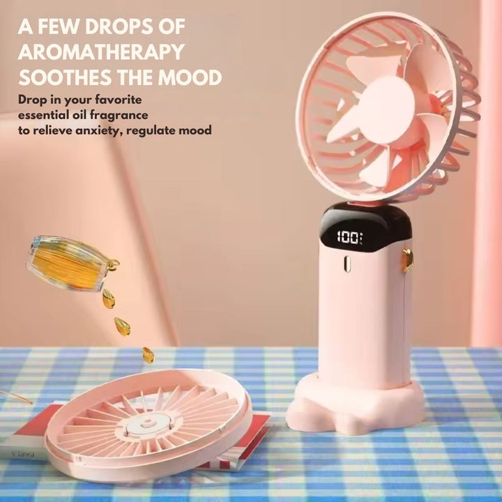 Lisslune | Rechargeable Handheld Mini Fan | 5-Speed, 90-Degree Adjustable & Quiet for Office, Home & Outdoor Use