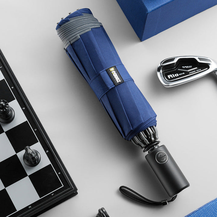 Lisslune | Windproof Reverse Folding Umbrella with LED, Auto Open/Close Design, Safe Reflective Tape & Sturdy 10 Ribs