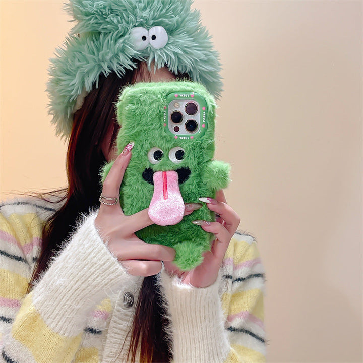 Lisslune | Funny Tongue Sticking Out Plush Phone Case For iPhone