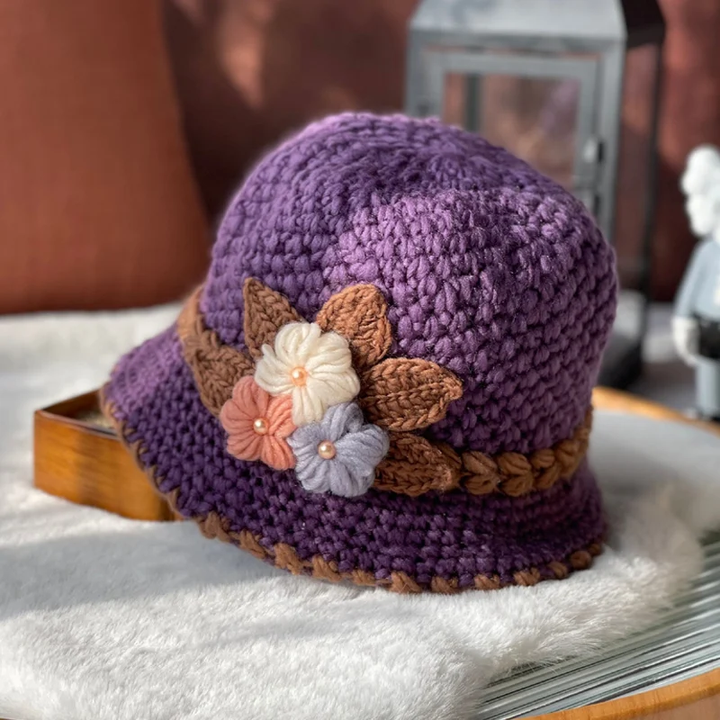 Lisslune | French Thick Women's Flower Knit Wool Hat